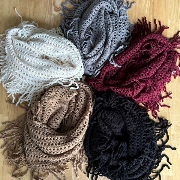 ALL NEW Square Knit Fringe Infinity Scarf - 5pk