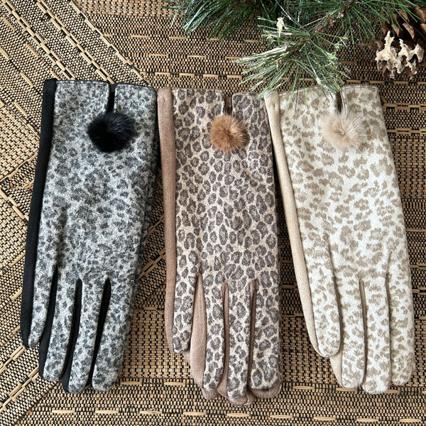 ALL NEW Leopard Texting Gloves - 3pk