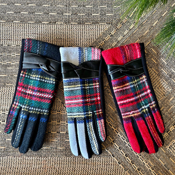 ALL NEW Tartan Glove with Bow - 3pk